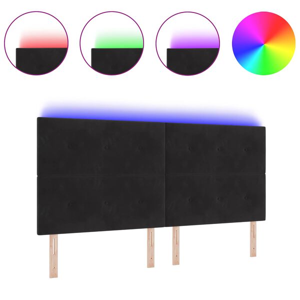 vidaXL LED h&ouml;fu&eth; Me&eth; LED r&aelig;ma lj&oacute;sum Svartur 200 cm P&oacute;l&yacute;ester