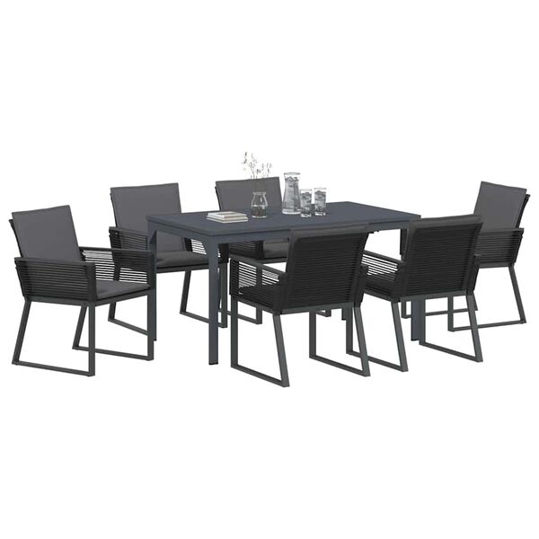 vidaXL Gar&eth;ur bor&eth;sett 7 pcs Antras&iacute;t p&oacute;l&yacute;rattan