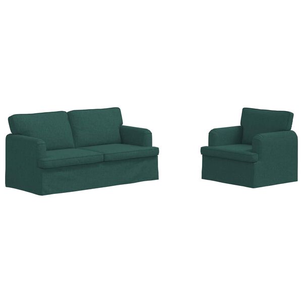 vidaXL S&oacute;fi 2 pcs D&ouml;kkgr&aelig;n 162 x 80 x 85 cm d&uacute;kur