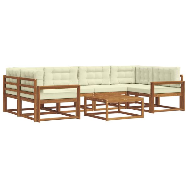 vidaXL &Uacute;ti s&oacute;fasett me&eth; p&uacute;&eth;i 7 pcs N&aacute;tt&uacute;rulegt og Krem