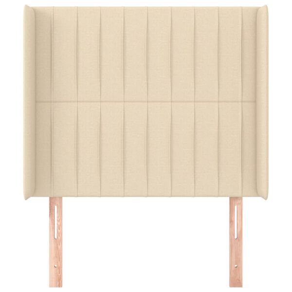 vidaXL Höfðagafl með Eyrum 103x16x118/128 cm Rjómahvít Efni