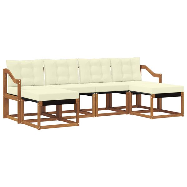 vidaXL &Uacute;ti s&oacute;fasett me&eth; p&uacute;&eth;i 6 pcs N&aacute;tt&uacute;rulegt og Krem