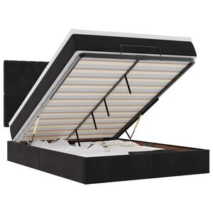 vidaXL Ottoman r&uacute;m me&eth; d&yacute;num Svart 140x190cm Flauel