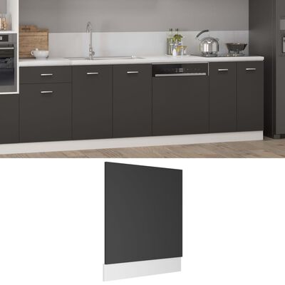 802564 vidaXL Dishwasher Panel Grey 59,5x3x67 cm Chipboard
