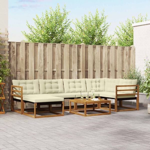 vidaXL &Uacute;ti s&oacute;fasett 19 pcs N&aacute;tt&uacute;rulegt og Krem Hrein akas&iacute;utr&eacute;