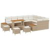 vidaXL Gar&eth;s&oacute;fa sett me&eth; p&uacute;&eth;i 13 pcs Drapplita&eth;ur Poly rattan