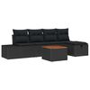 vidaXL Gar&eth;s&oacute;fa sett me&eth; p&uacute;&eth;i me&eth; geymslu 6 pcs Svartur p&oacute;l&yacute;rattan