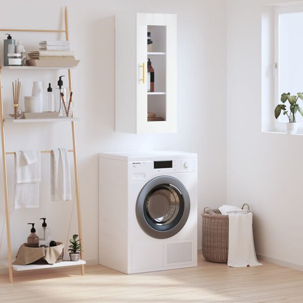 vidaXL Veggfestur Sk&aacute;pur Hv&iacute;tur 34,5x34x90 cm