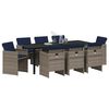 vidaXL Gar&eth;ur bor&eth;sett me&eth; p&uacute;&eth;i 9 pcs Gr&aacute;r p&oacute;l&yacute;rattan