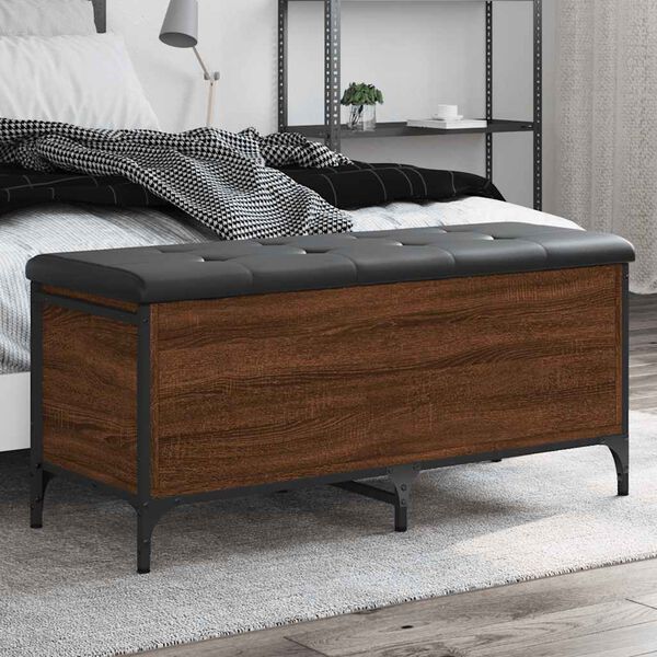 vidaXL Geymslubekkur Br&uacute;n Eik 102x42x45 cm Samsettur Vi&eth;ur