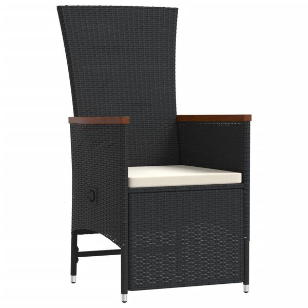 vidaXL 11 Parta Gar&eth;bor&eth;stofusett me&eth; Sessum Svart P&oacute;l&yacute;rattan