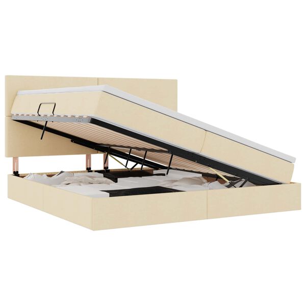 vidaXL R&uacute;m me&eth; geymslur&yacute;mi og LED me&eth; d&yacute;nu Krem 200 x 200 cm P&oacute;l&yacute;ester