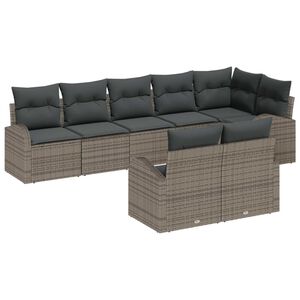 vidaXL Gar&eth;s&oacute;fa sett me&eth; p&uacute;&eth;i me&eth; geymslu 8 pcs Gr&aacute;r p&oacute;l&yacute;rattan