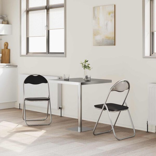 vidaXL Folding st&oacute;ll 2 pcs Svartur og gr&aacute;r 48 x 43,5 x 81 cm