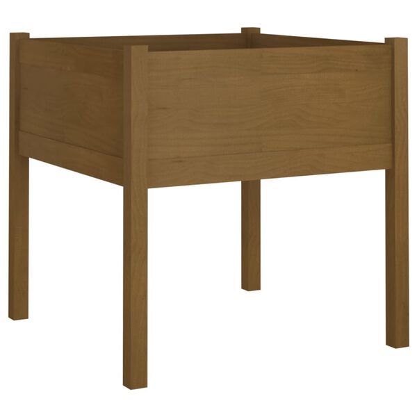 vidaXL Gróðurker 2 stk. Ljósbrún 70x70x70 cm Gegnheill Furuviður