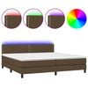 vidaXL H&oacute;lfa&eth; Springr&uacute;m me&eth; D&yacute;nu&LED D&ouml;kkbr&uacute;nn 200x200cm Tauefni