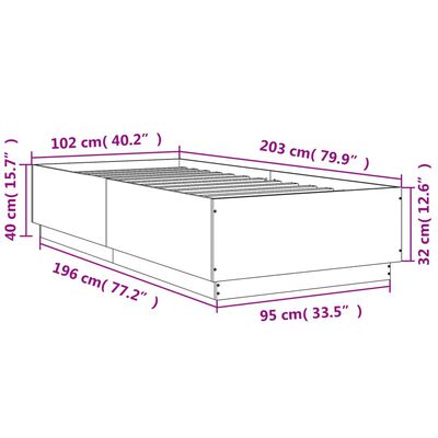 vidaXL Rúmgrind án Dýnu Gráir Sonoma Eik 100x200 cm