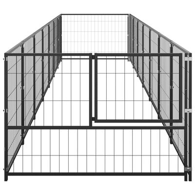 vidaXL Hundabyrgi Svart 7 m² Stál