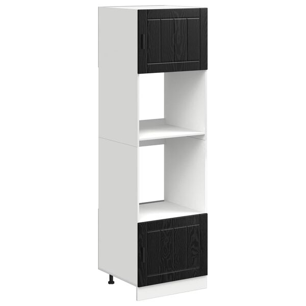 vidaXL Eldh&uacute;s sk&aacute;pur Svartur Eik 60 x 57 x 207 cm Samsettur vi&eth;ur