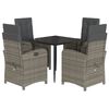 vidaXL 5 Parta Gar&eth;h&uacute;sgagnasett me&eth; Sessum P&oacute;l&yacute;rattan Gr&aacute;tt