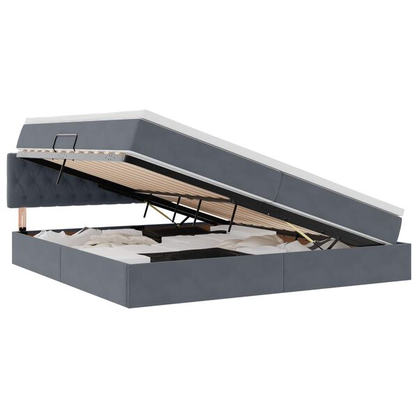 vidaXL Geymslu R&uacute;m me&eth; d&yacute;nu me&eth; h&ouml;fu&eth;gafl D&ouml;kk gr&aacute; 200 x 200 cm Flauel