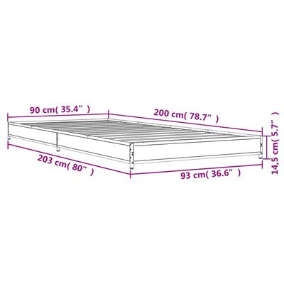 vidaXL Rúmgrind án Dýnu Sonoma Eikarlitur 90x200 cm