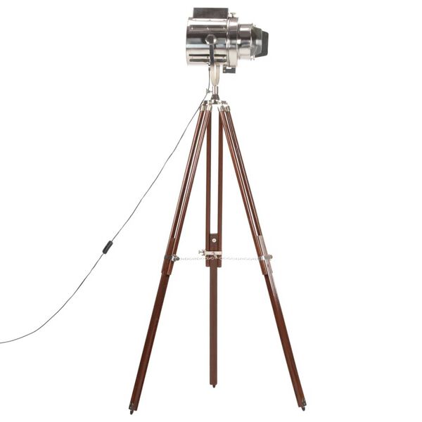 vidaXL Gólflampi á Þrífæti Gegnheill Mangóviður 180 cm