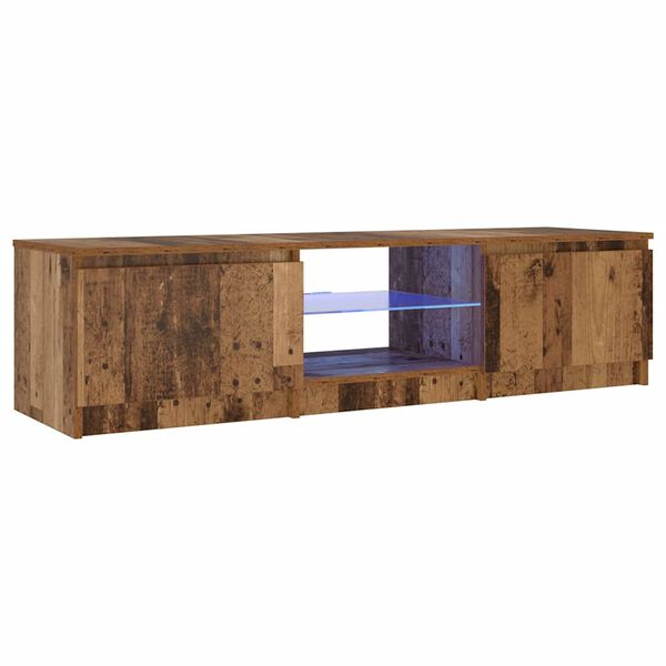 vidaXL sj&oacute;nvarpssk&aacute;pur me&eth; LED lj&oacute;sum Old Wood 140x40x36 cm