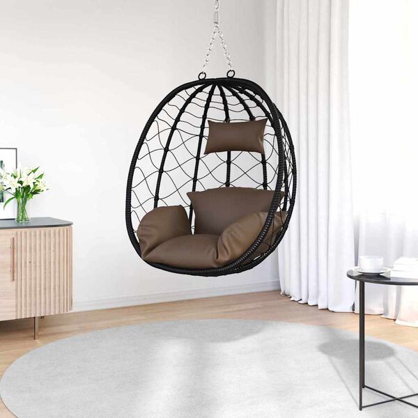 vidaXL Hangandi eggjast&oacute;ll coffee 91.5 x 60 x 110 cm p&oacute;l&yacute;rattan