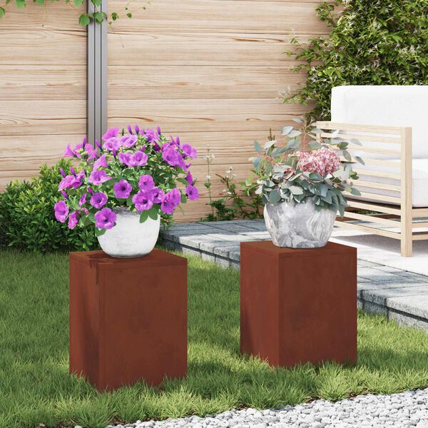 vidaXL Bl&oacute;mastandur 2 pcs Rusty 24 x 24 x 35 cm Ve&eth;ra&eth; st&aacute;l