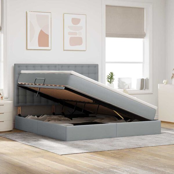 vidaXL R&uacute;m me&eth; geymslur&yacute;mi og d&yacute;nu Lj&oacute;sgr&aacute;r 180 x 200 cm P&oacute;l&yacute;ester