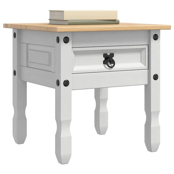 vidaXL Endabor&eth; me&eth; sk&uacute;ffu Corona Hv&iacute;tt 50 x 50 x 50 cm Solid furuhikk