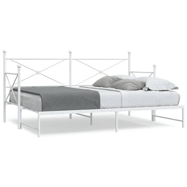 vidaXL Daybed me&eth; r&uacute;llu &aacute;n d&yacute;nu Hv&iacute;tt 80x200 cm St&aacute;l