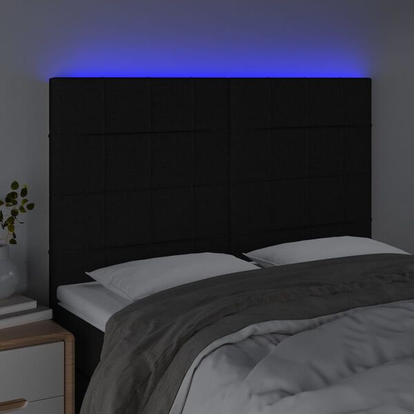 vidaXL LED h&ouml;fu&eth;gafl Svart 144x5x118/128 cm Efni