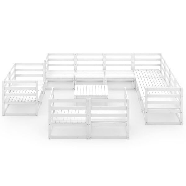 vidaXL 12 Parta Gar&eth;s&oacute;fasett Hv&iacute;tt Gegnheill Furuvi&eth;ur