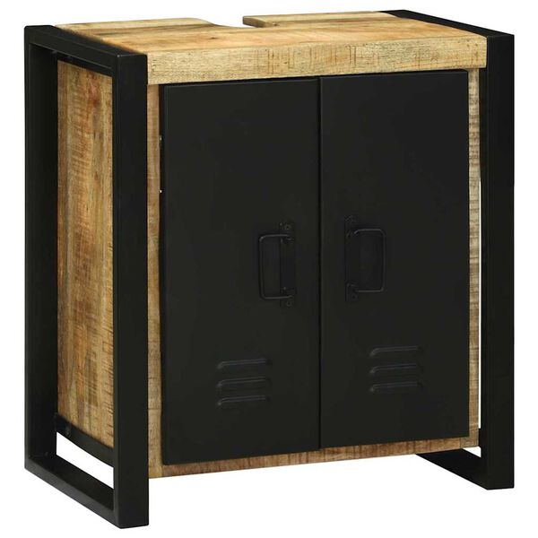 vidaXL Ba&eth;herbergismublasett 3 pcs Br&uacute;nn og svartur Hart mang&oacute;tr&eacute;