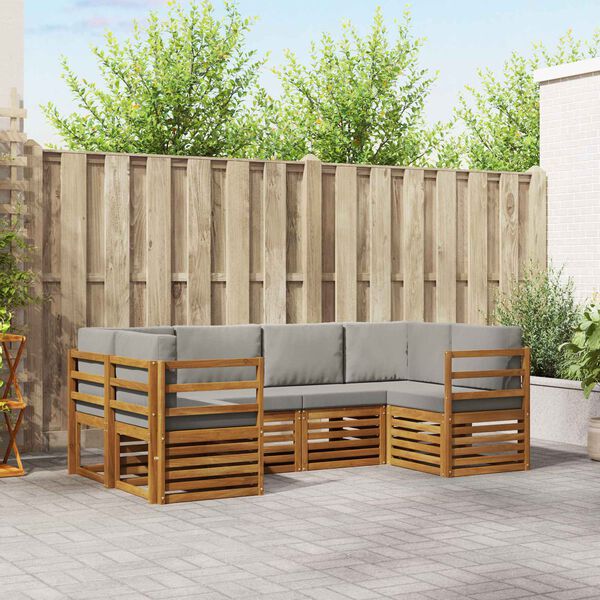 vidaXL S&oacute;fasett 6 pcs N&aacute;tt&uacute;rulegt og Lj&oacute;st Gr&aacute;tt Hrein akas&iacute;utr&eacute;