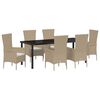 vidaXL Gar&eth;ur bor&eth;sett me&eth; p&uacute;&eth;i 7 pcs Drapplita&eth;ur p&oacute;l&yacute;rattan