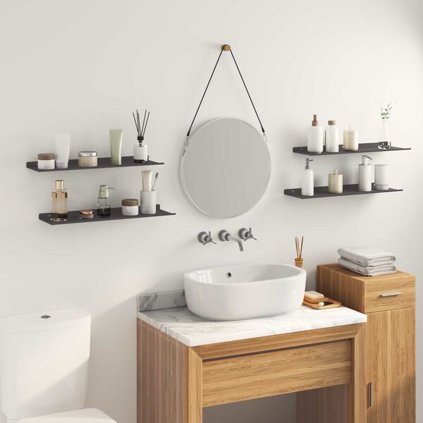 vidaXL Flj&oacute;tandi skrifbor&eth; Vegghengt 4 pcs Svart 60 x 18 x 2,5 cm St&aacute;l