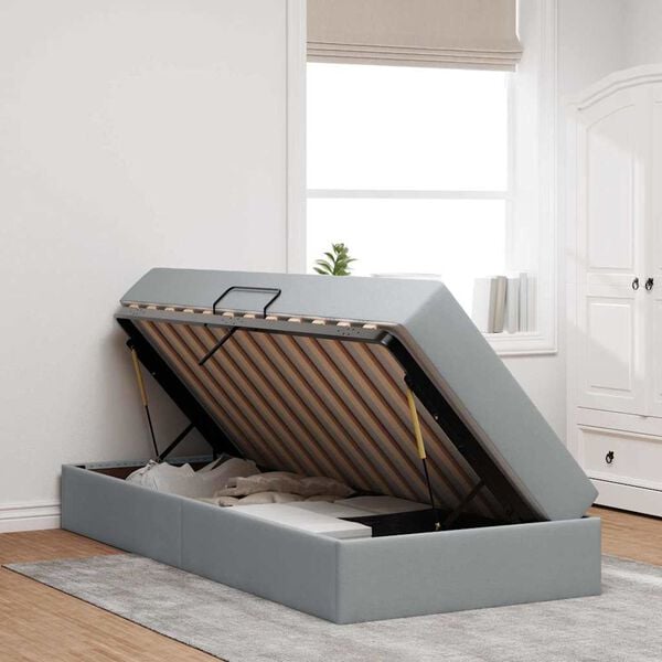 vidaXL R&uacute;m me&eth; geymslur&yacute;mi og d&yacute;nu Lj&oacute;sgr&aacute;r 90 x 190 cm P&oacute;l&yacute;ester