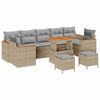 vidaXL Gar&eth;s&oacute;fa sett 10 pcs Drapplita&eth;ur p&oacute;l&yacute;rattan