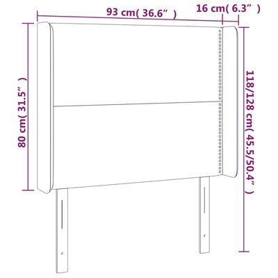 vidaXL Höfðagafl með Eyrum 93x16x118/128 cm Dökkgrátt Efni