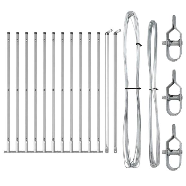vidaXL Girðingarpóstar 13 pcs Silfur Ø32mm 110 cm Sinkhúðað stál