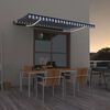 vidaXL sj&aacute;lfvirkt skyggni me&eth; LED&vindskynjara 450x300cmBl&aacute;r og hv&iacute;tur