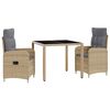 vidaXL Utandyra m&aacute;lt&iacute;fusett me&eth; kodda 3 pcs Beige og lj&oacute;sgr&aacute;r