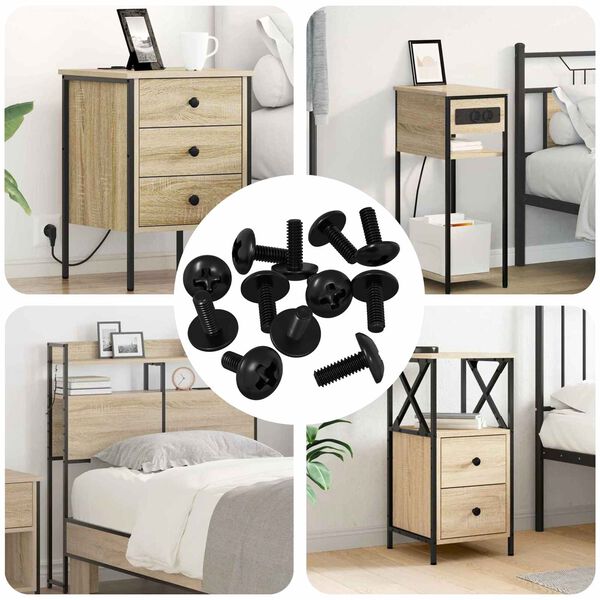 vidaXL Sleeve skr&uacute;fur 12 pcs Svartur M4 x 10 mm J&aacute;rn