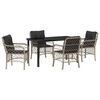 vidaXL Gar&eth;ur bor&eth;sett me&eth; p&uacute;&eth;i 5 pcs Lj&oacute;sgr&aacute;r p&oacute;l&yacute;rattan