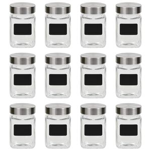 VidaXL Geymslukrukkur með Merkimiða 12 stk. 300 ml
