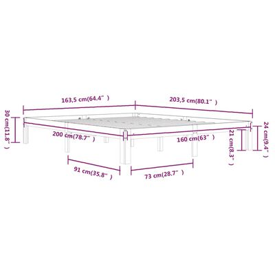 vidaXL Rúmgrind án Dýnu 160x200cm Gegnheil Fura