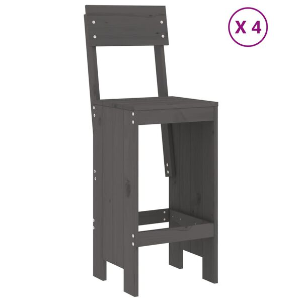 vidaXL 5 Hluta Barsett í Garðinn Grá Gegnheil Fura